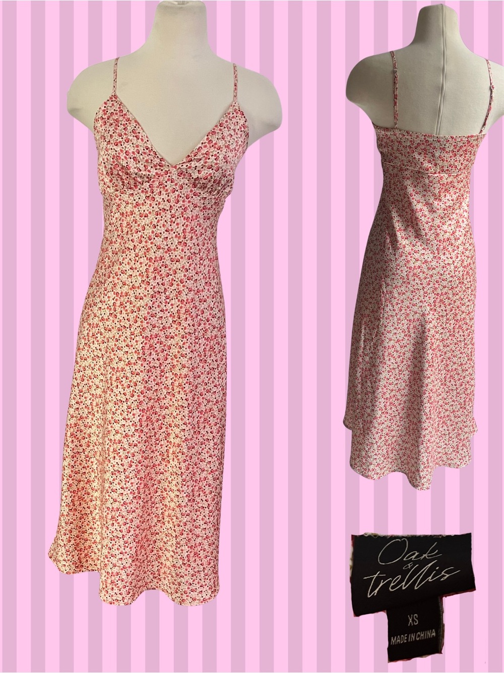 Oak and trellis Pink Floral Silky satin Dress